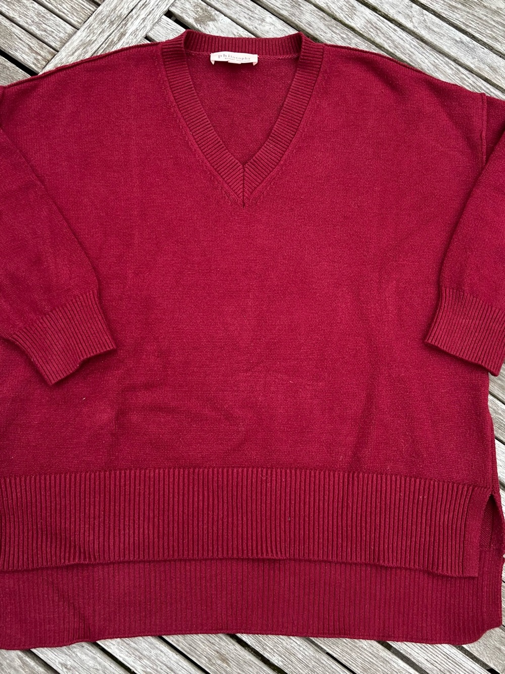 Philosophy Burgundy V-Neck Sweater